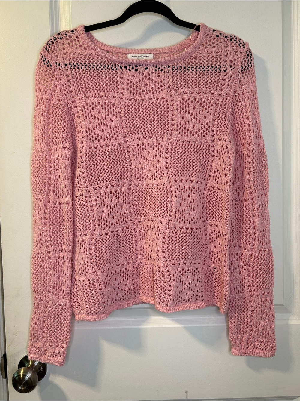 beachlunchlounge Light Pink Open-Knit Scoop Neck Sweater